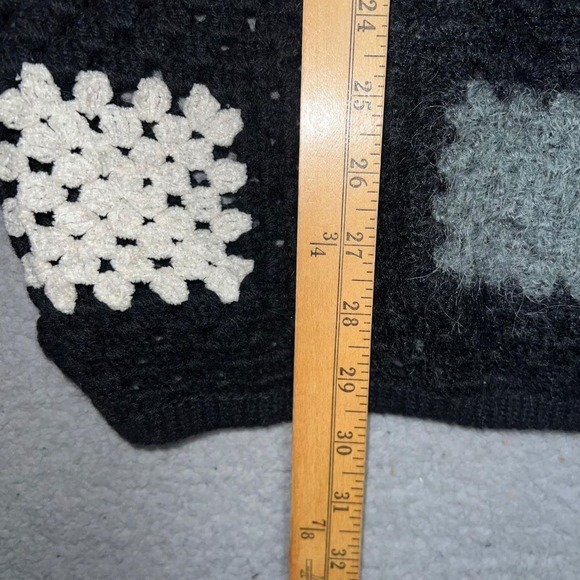 VTG Esprit Sweater Women's Sz Medium Black Crochet Patchwork Wool Blend Cottage - Picture 7 of 7